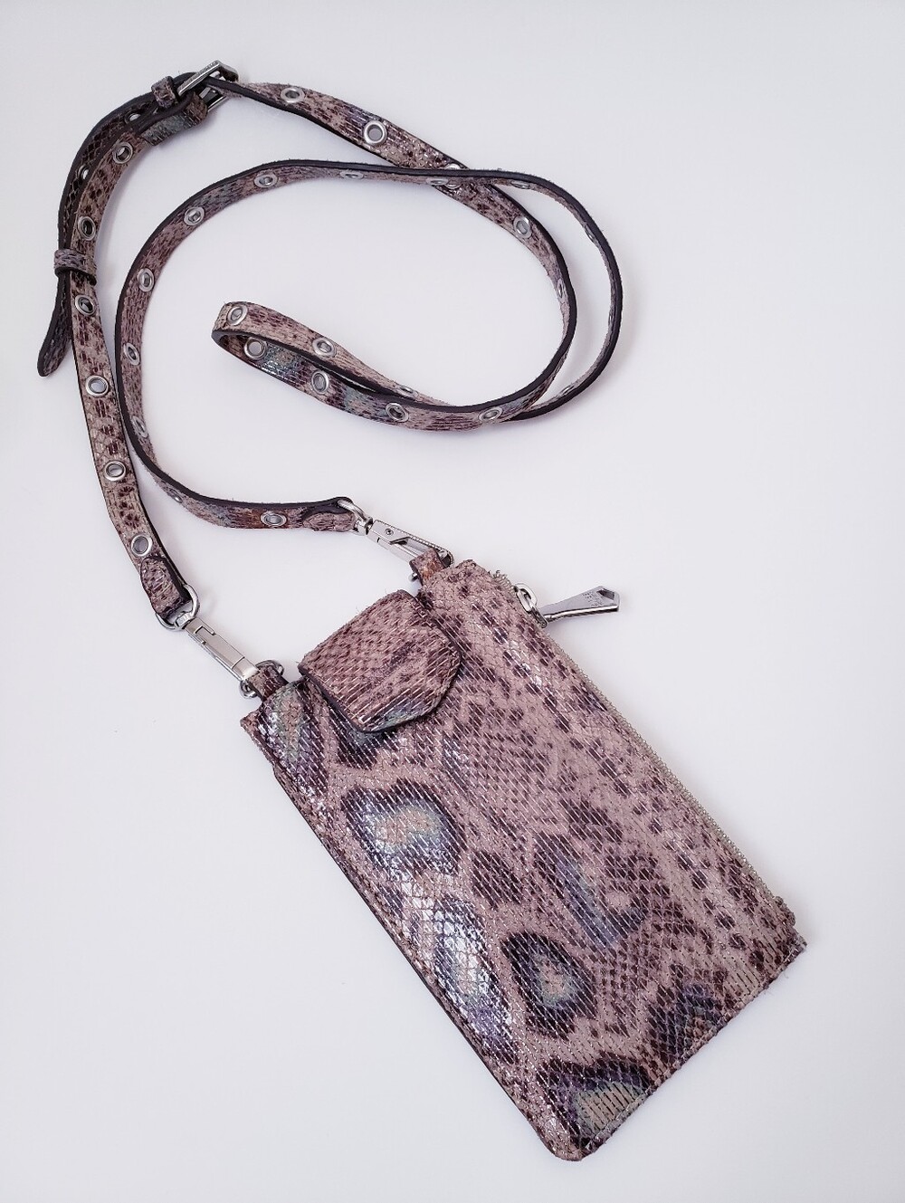 Aimee Kestenberg Brown Snakeprint Cell Phone Bag